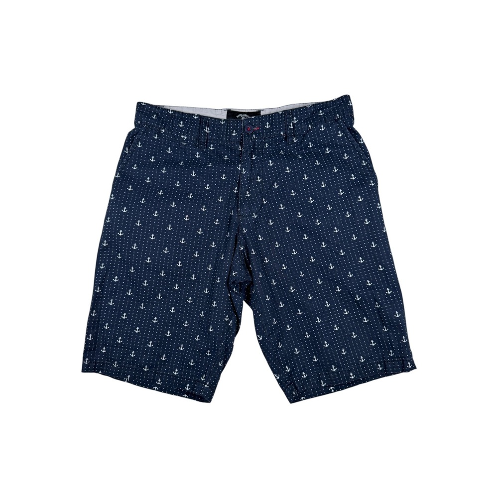 Beverly Hills Polo‎ Club Mens Navy Anchor Polka Dot Chino Shorts Size 32 Cotton
